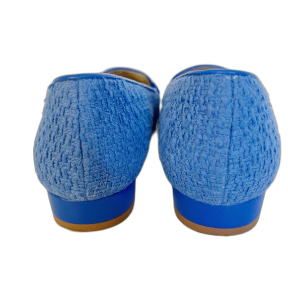 Like New Talbots Jane Bow Loafers Amherst Tweed in Capri Blue Flats Size 7.5 - Picture 8 of 8